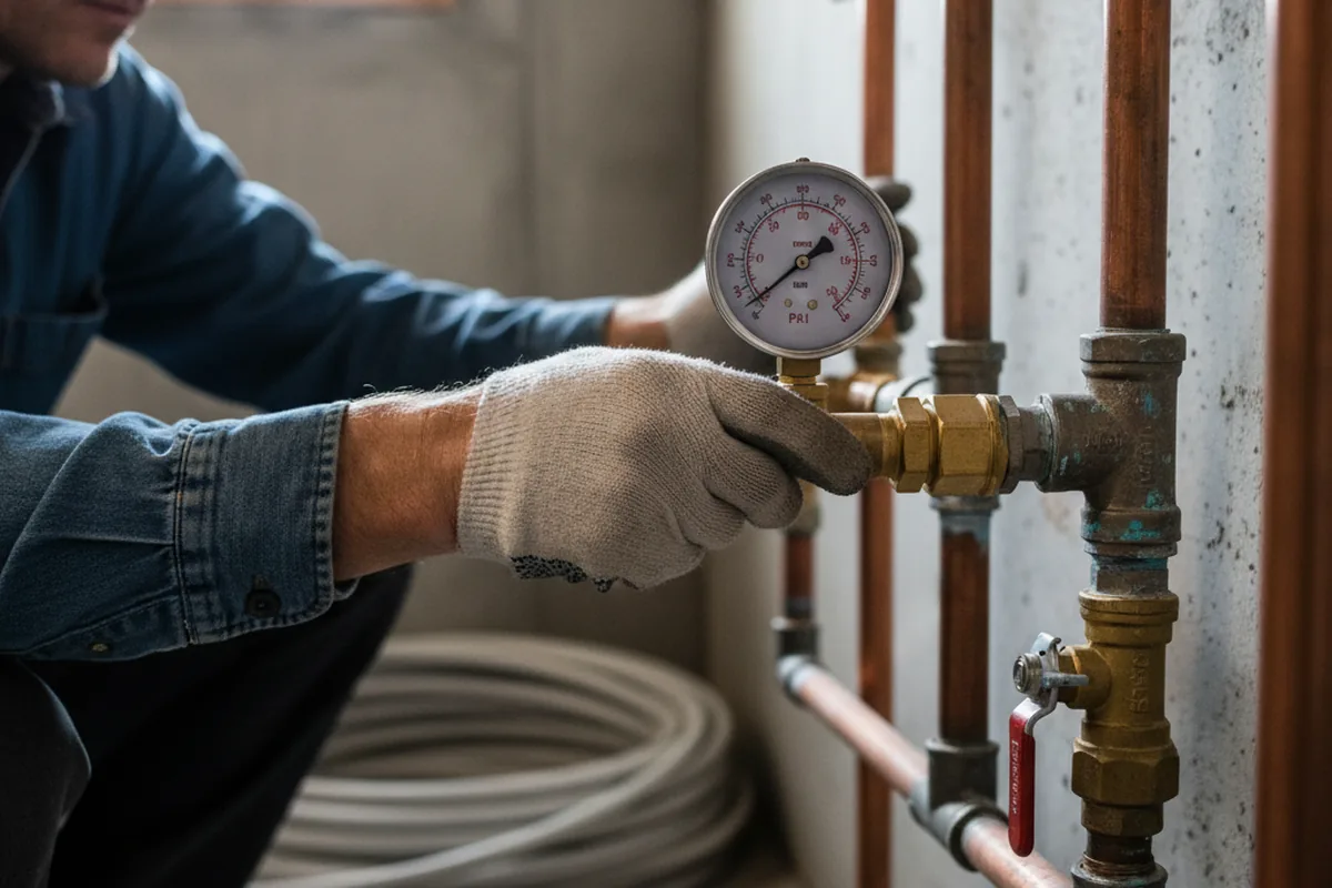 Pressure testing a repaired line during Water Line Repair in Tremont